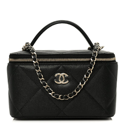 Chanel Caviar Quilted Top Handle Long Vanity Black 1 of 12