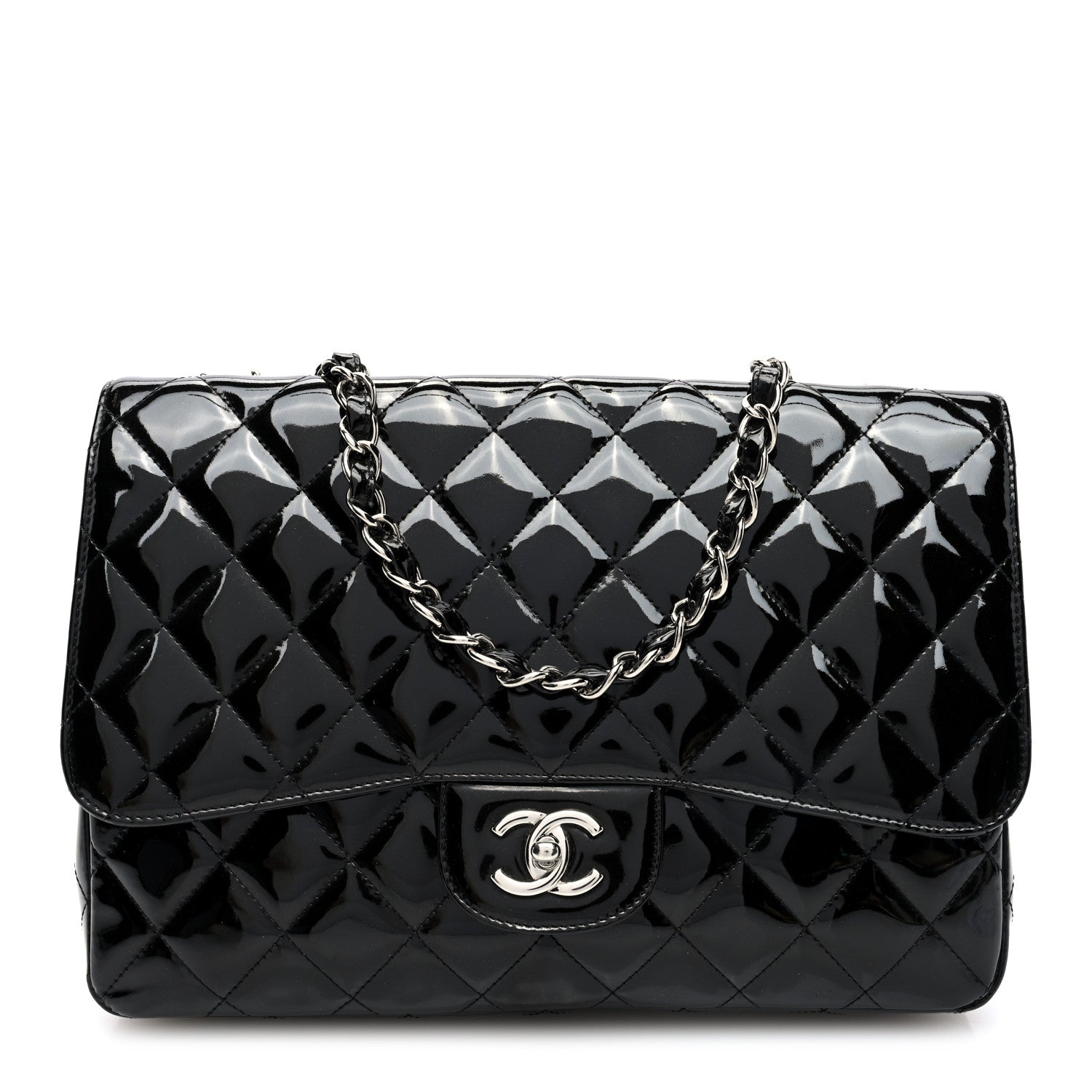 Chanel Patent Quilted Jumbo Double Flap Black 1 of 10