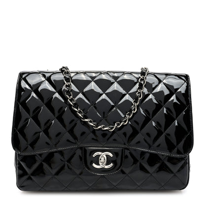 Chanel Patent Quilted Jumbo Double Flap Black 1 of 10