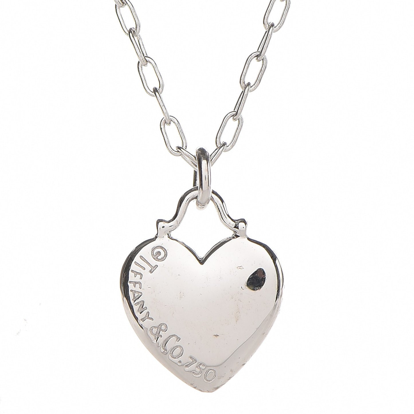 18K White Gold Diamond Etoile Small Heart Pendant Necklace