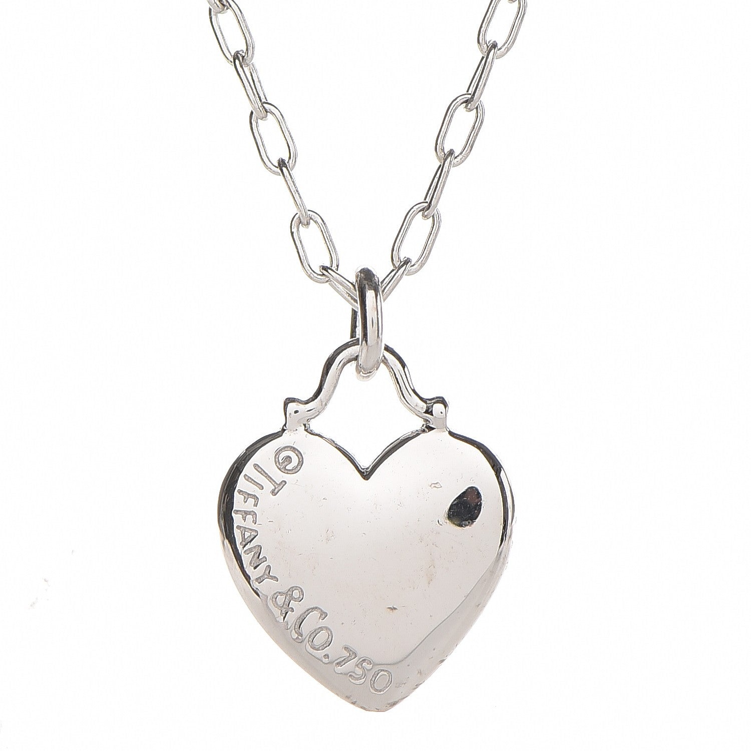 Tiffany 18K White Gold Diamond Etoile Small Heart Pendant Necklace 4 of 7