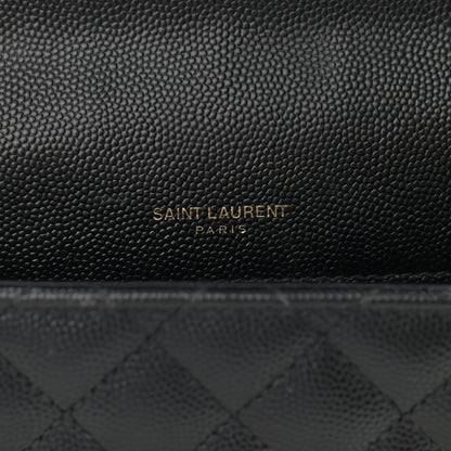 Saint Laurent Grain De Poudre Textured Mixed Matelasse Triquilt Medium Monogram Satchel Black 6 of 13
