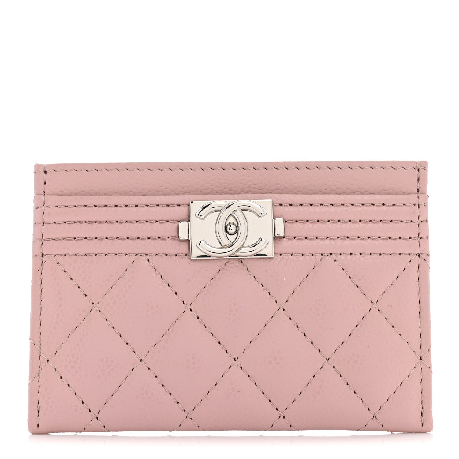 Chanel Caviar Quilted Boy Card Holder Pink 1 of 7