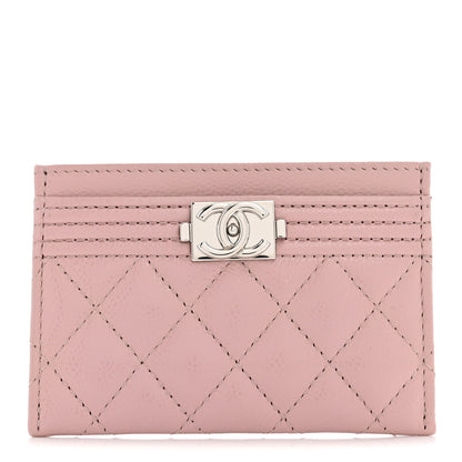 Chanel Caviar Quilted Boy Card Holder Pink 1 of 7