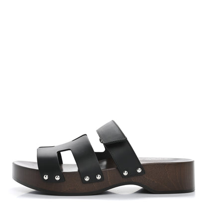 Hermes Calfskin Womens Kos Clog 39 Black 1 of 10