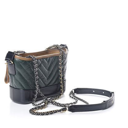 Chanel Calfskin Chevron Quilted Small Gabrielle Hobo Light Brown Blue 3 of 10