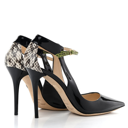 Jimmy Choo Patent Snakeskin Maiden Pumps 37.5 Black 4 of 10