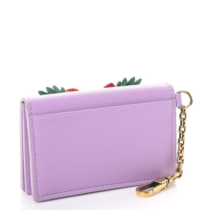 Versace Calfskin Flower Barocco Coin Pouch Violet 3 of 9