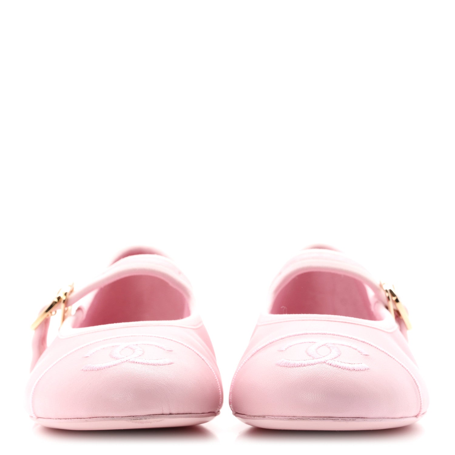Chanel Lambskin Mary Jane Flats 37.5 Light Pink 3 of 10