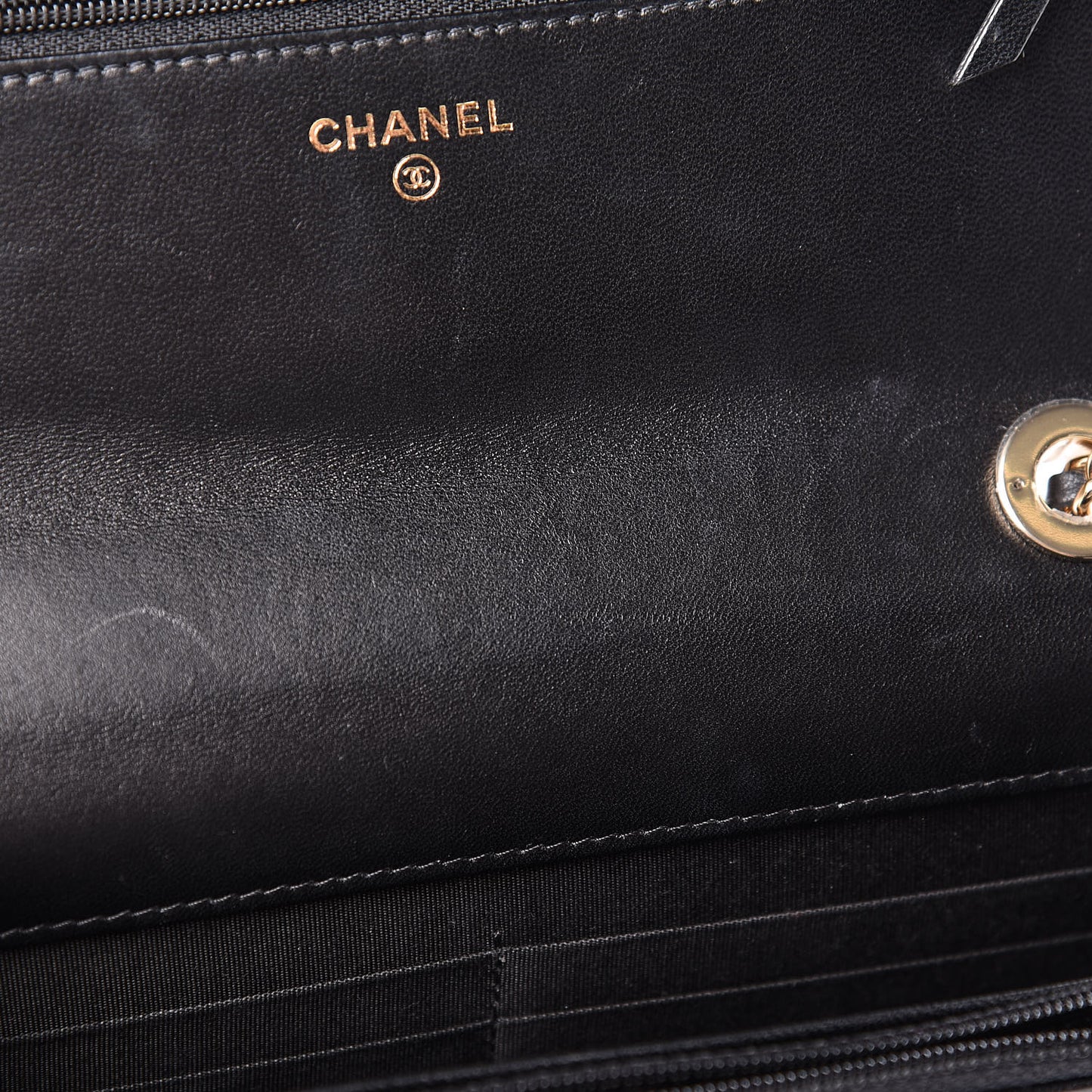 Lambskin Quilted Trendy CC Wallet On Chain WOC Black