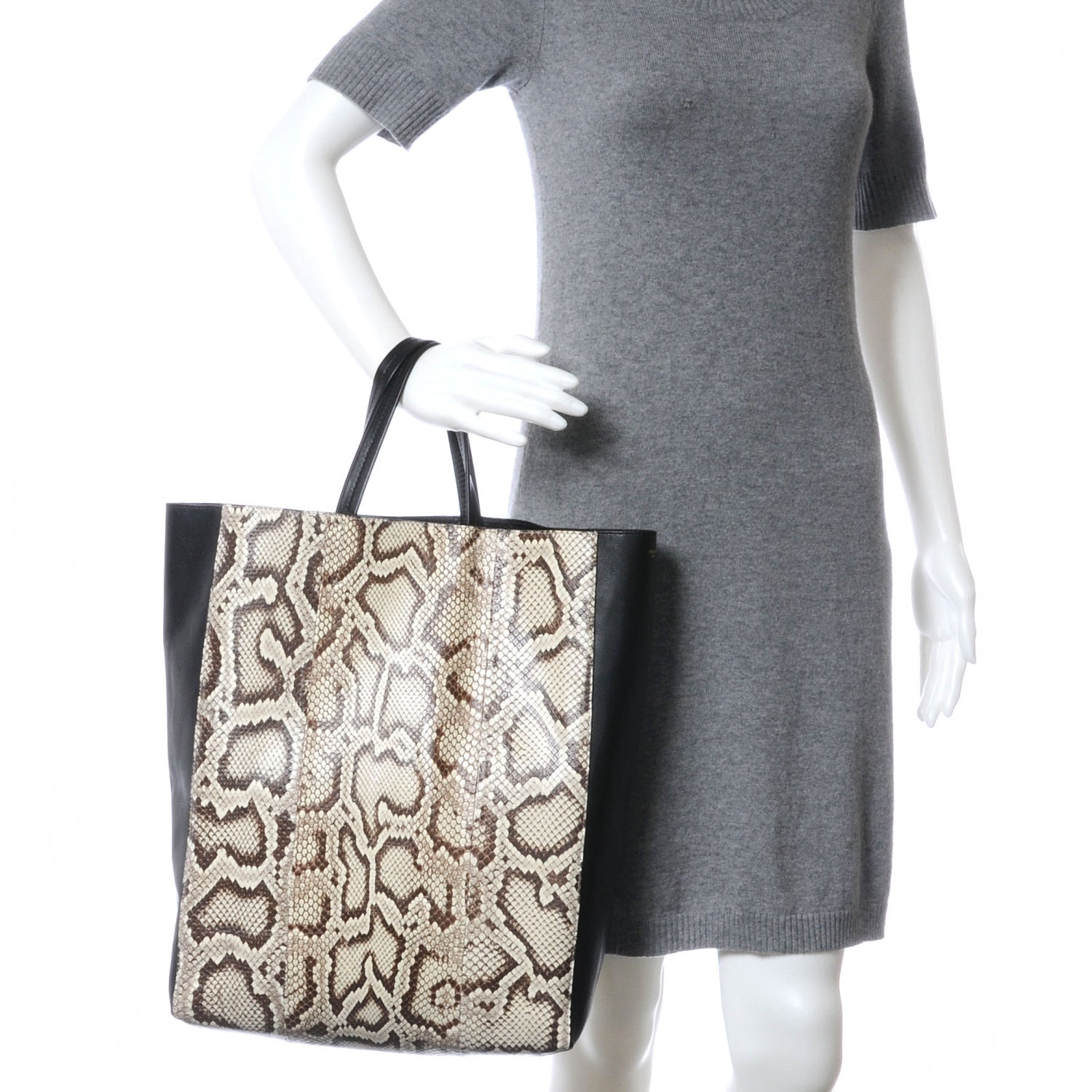 Celine Python Cabas Vertical Tote Brown 2 of 8