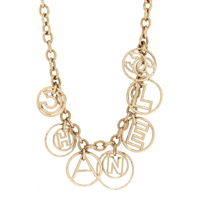 Chanel Metal Hoop Cuba Logo Necklace Gold 1 of 5