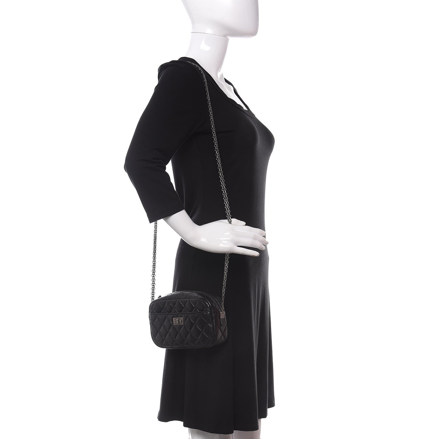 Chanel Aged Calfskin Quilted Mini Reissue Camera Case Black 2 of 10