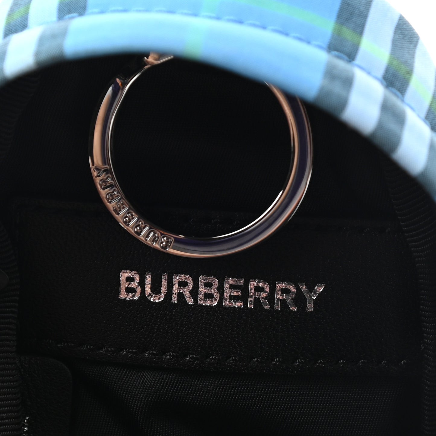 Vintage Check Backpack Key Charm Blue