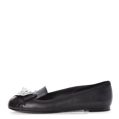 Chanel Lambskin Camellia Mocassin Loafers 37 Dark Grey 1 of 9