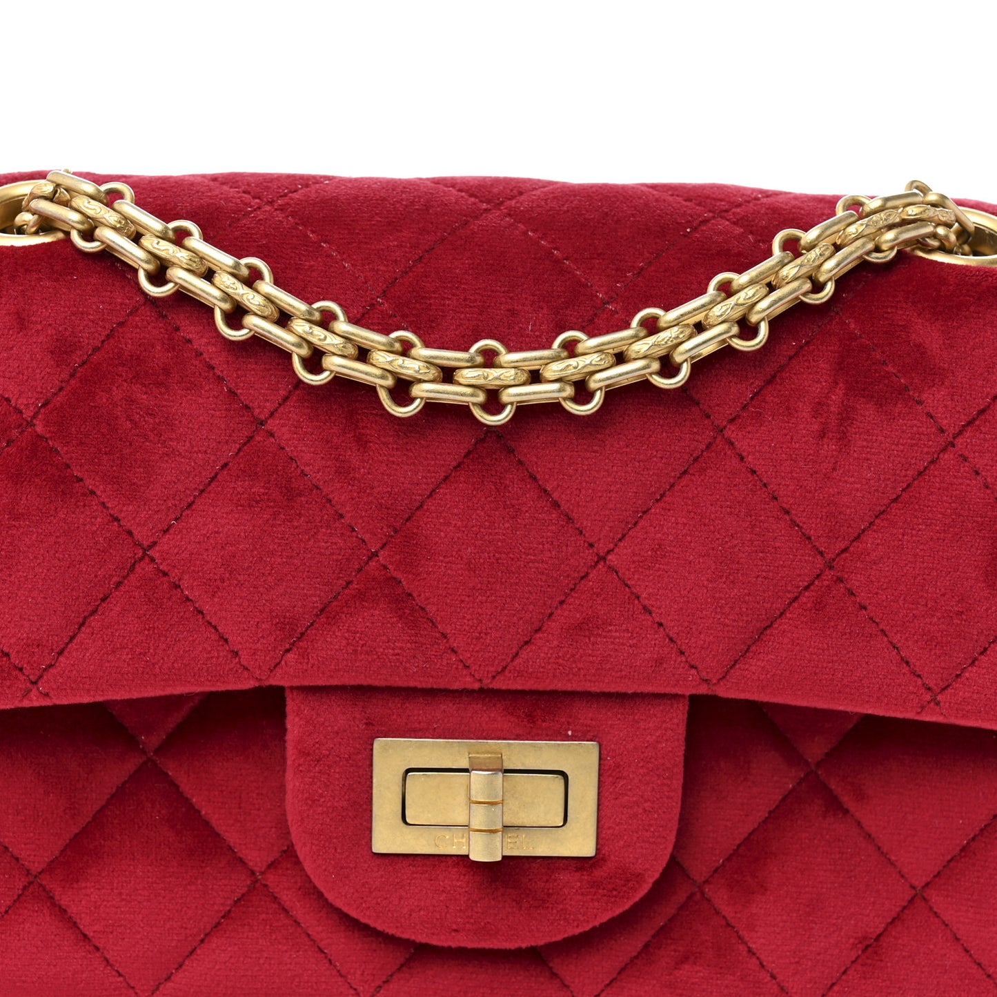 Velvet Quilted Mini 2.55 Reissue Flap Red