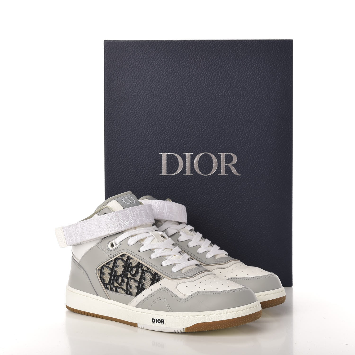Christian Dior Smooth Calfskin Jacquard Oblique Mens B27 Mid Top Sneakers 42 Beige Blue 10 of 10