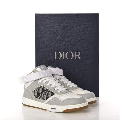 Christian Dior Smooth Calfskin Jacquard Oblique Mens B27 Mid Top Sneakers 42 Beige Blue 10 of 10