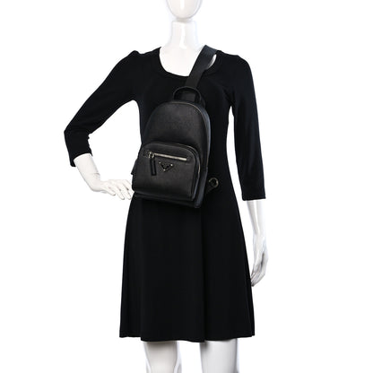Prada Saffiano Sling Backpack Black 2 of 9