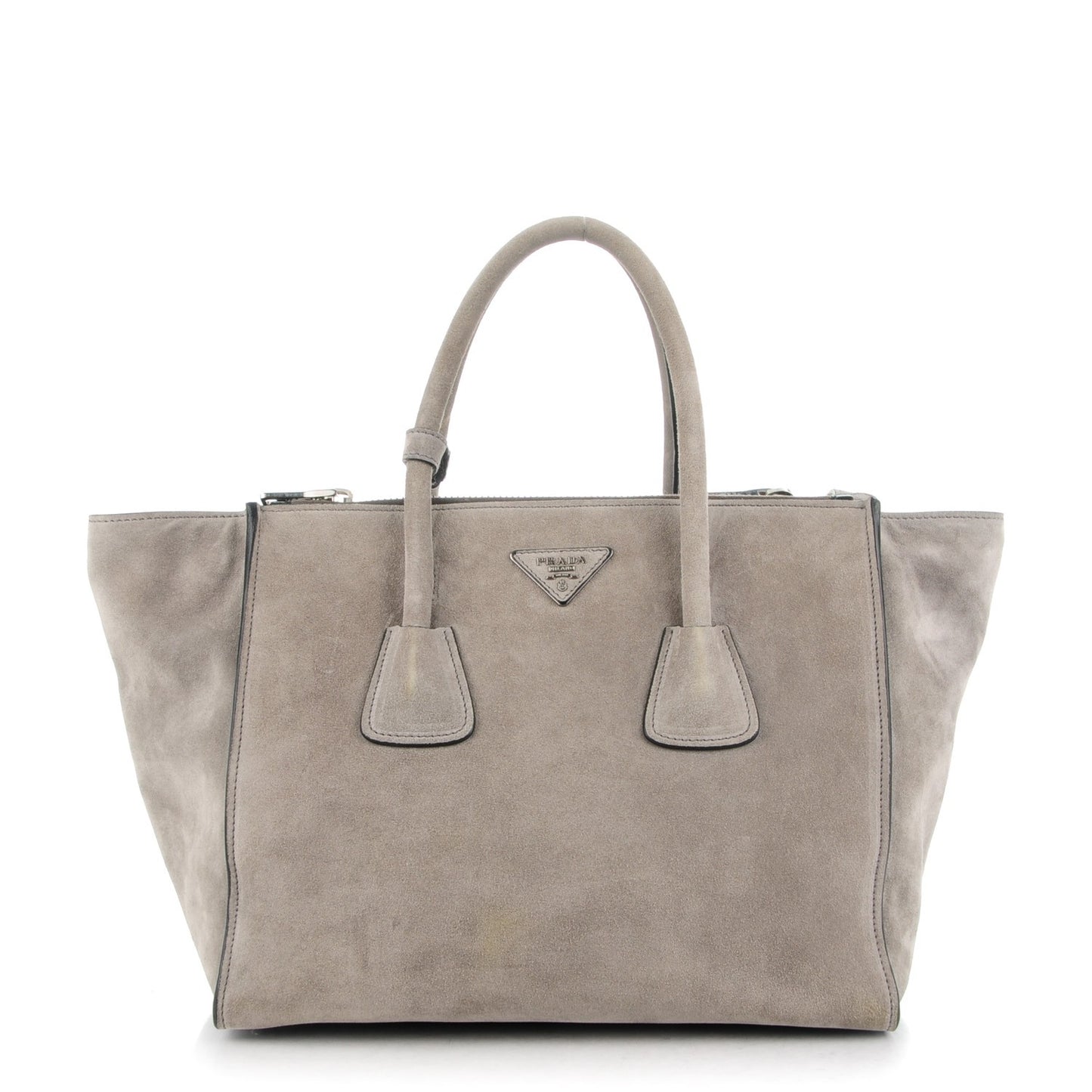 Suede Twin Pocket Tote Acciaio