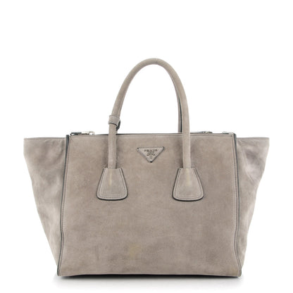 Prada Suede Twin Pocket Tote Acciaio 1 of 9