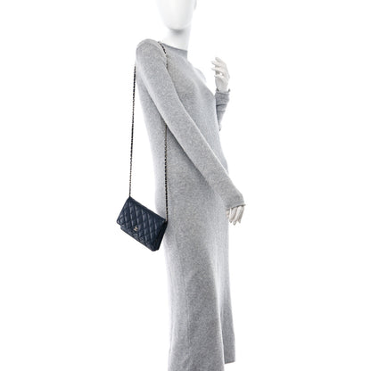 Chanel Caviar Quilted Wallet on Chain WOC Navy 3 of 11