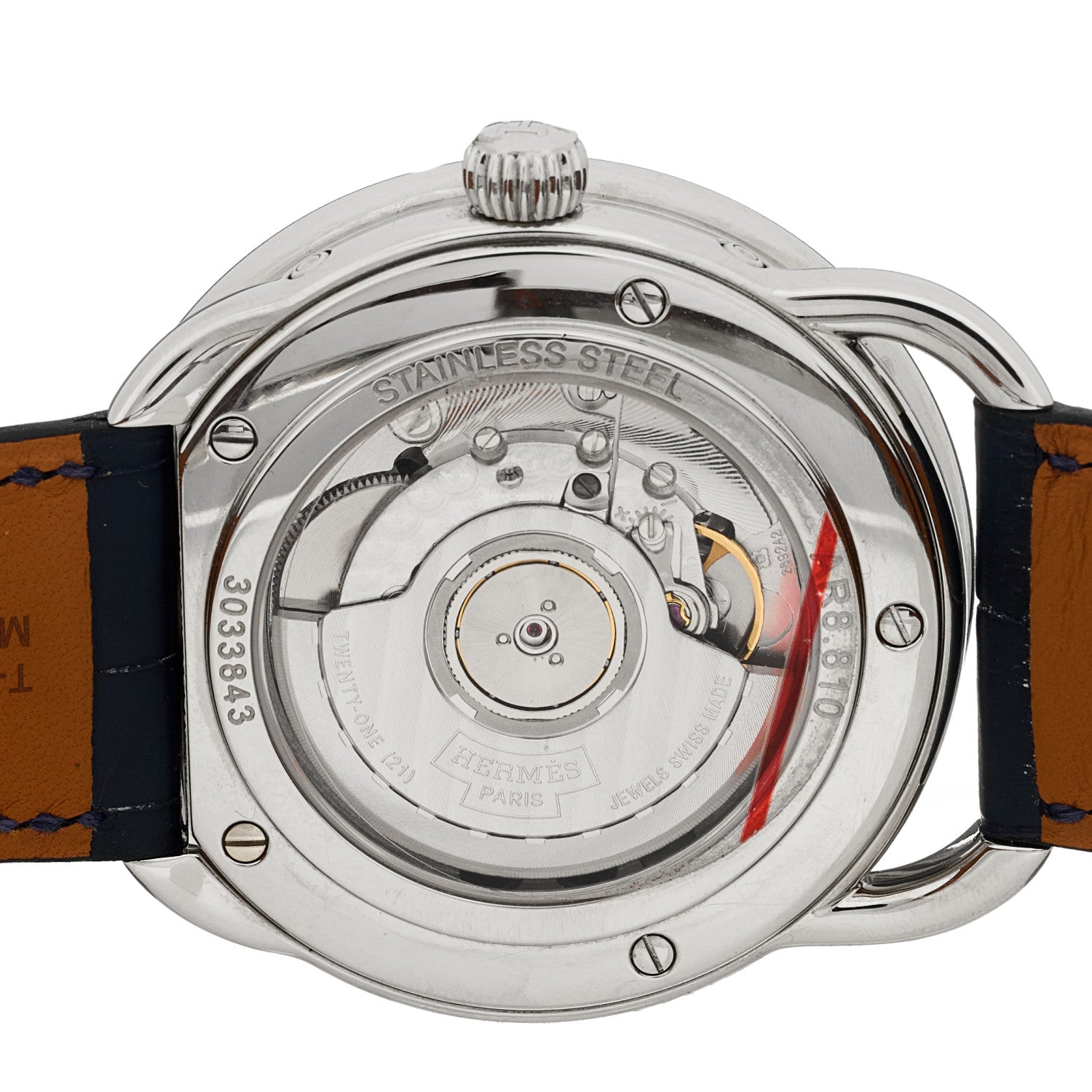 Hermes Stainless Steel Alligator 43mm Arceau Grande Lune Automatic Watch Bleu Abysse 4 of 5