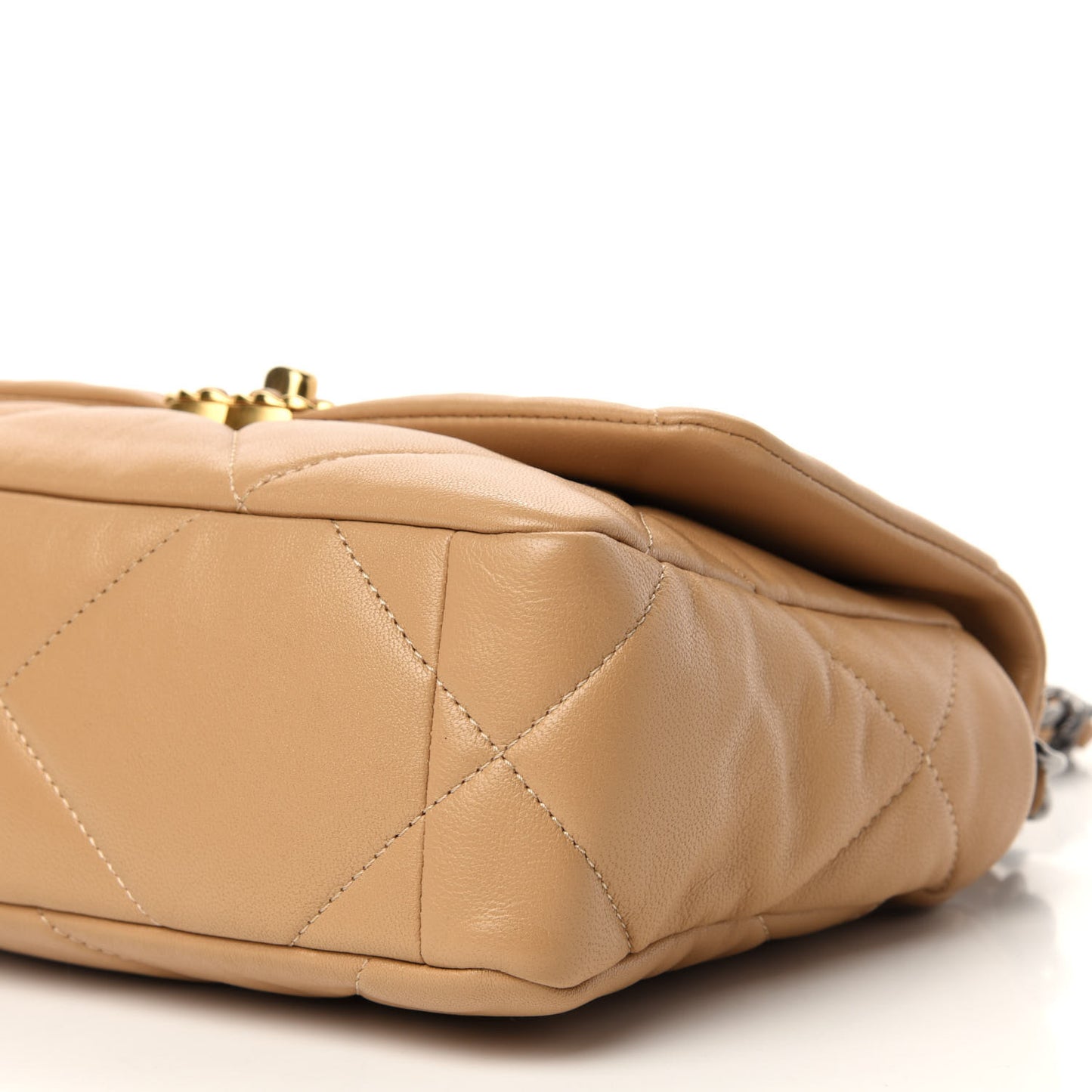 Lambskin Quilted Medium 19 Flap Dark Beige