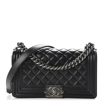Chanel Lambskin Quilted Medium Boy Flap Black 1 of 10