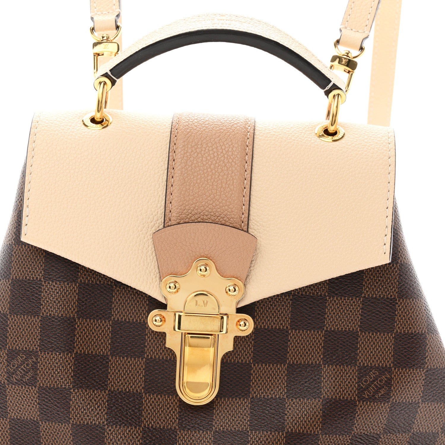 authentic louis vuitton clapton backpack damier ebene beige leather Louis Vuitton Damier Ebene Clapton Backpack Creme 1901414 – FASHIONPHILE