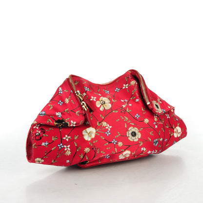 Alexander McQueen Silk Floral Print De Manta Clutch Red 3 of 7