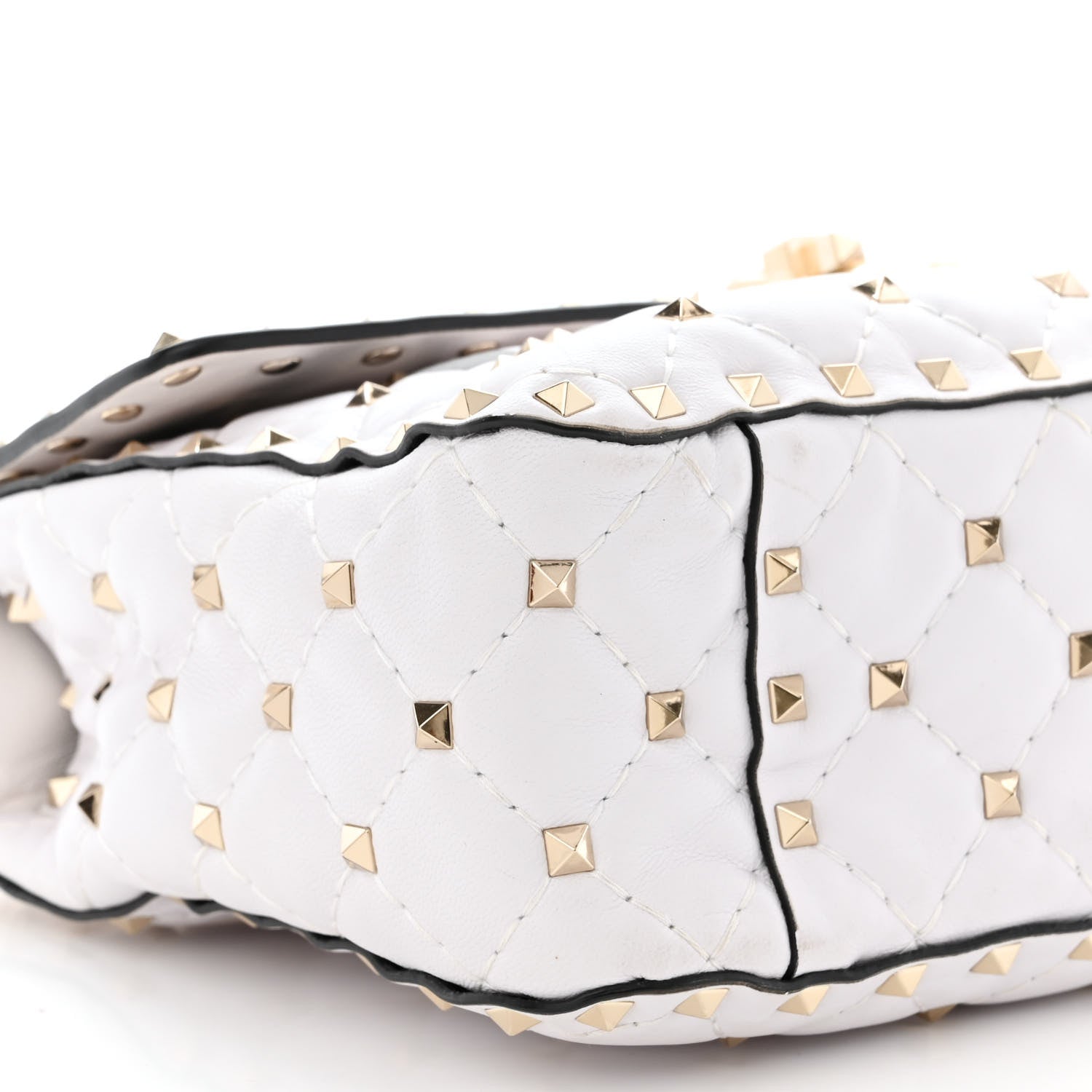 Valentino Garavani Lambskin VLTN Print Medium Rockstud Spike Shoulder Bag Optic White Black 8 of 9