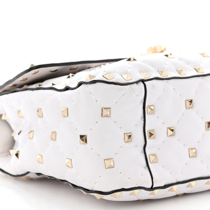 Valentino Garavani Lambskin VLTN Print Medium Rockstud Spike Shoulder Bag Optic White Black 8 of 9