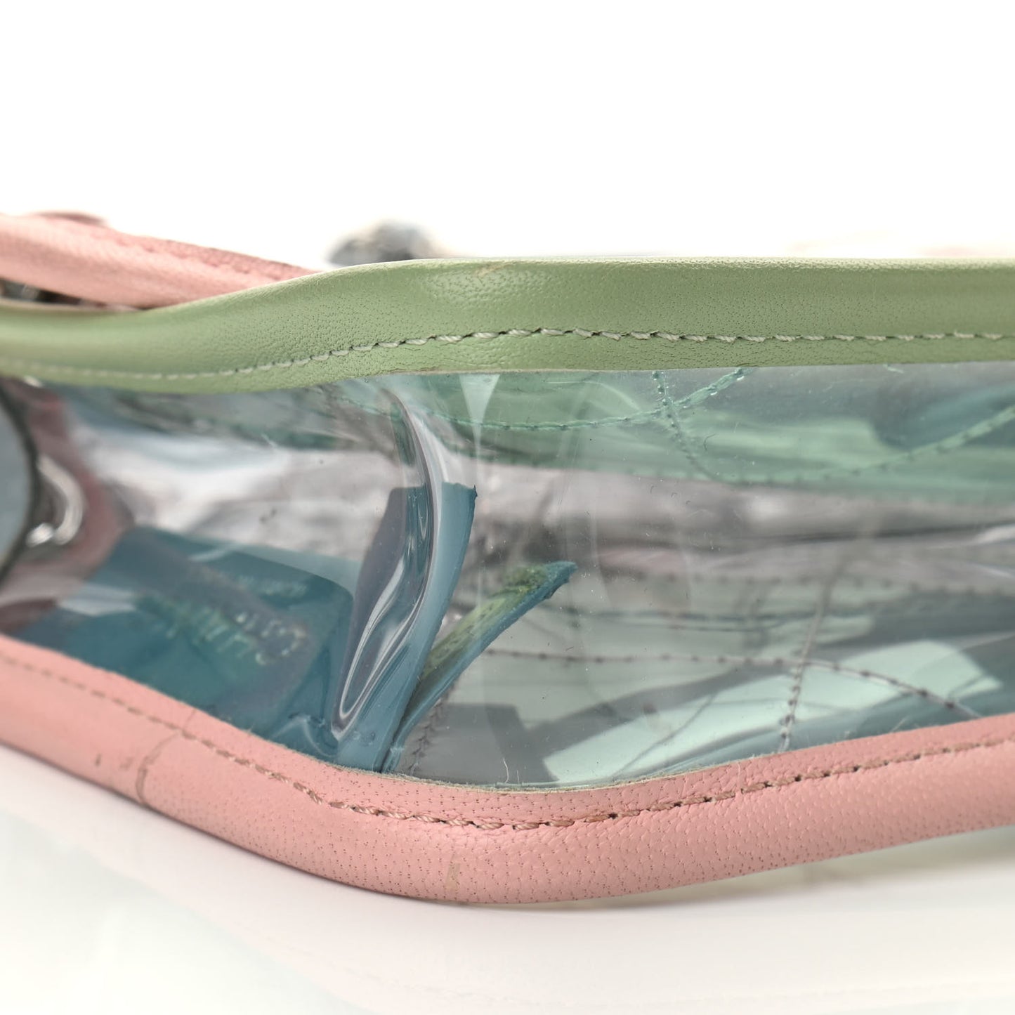 Lambskin PVC Quilted Mini Coco Splash Flap Blue Green
