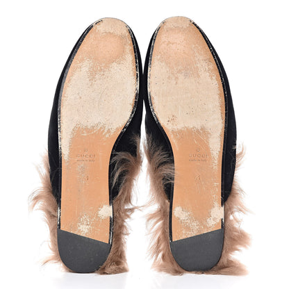 Gucci Velvet Fur Womens Princetown Slippers 41 Black 7 of 12
