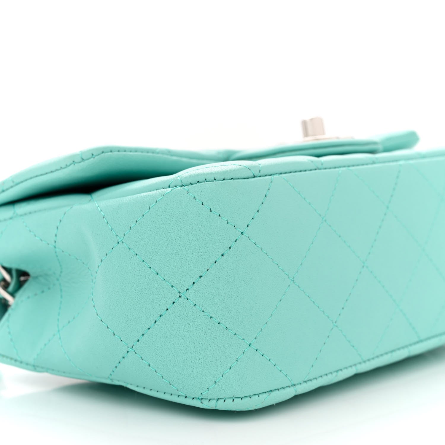 Chanel Lambskin Quilted Mini Rectangular Flap Light Blue 9 of 13