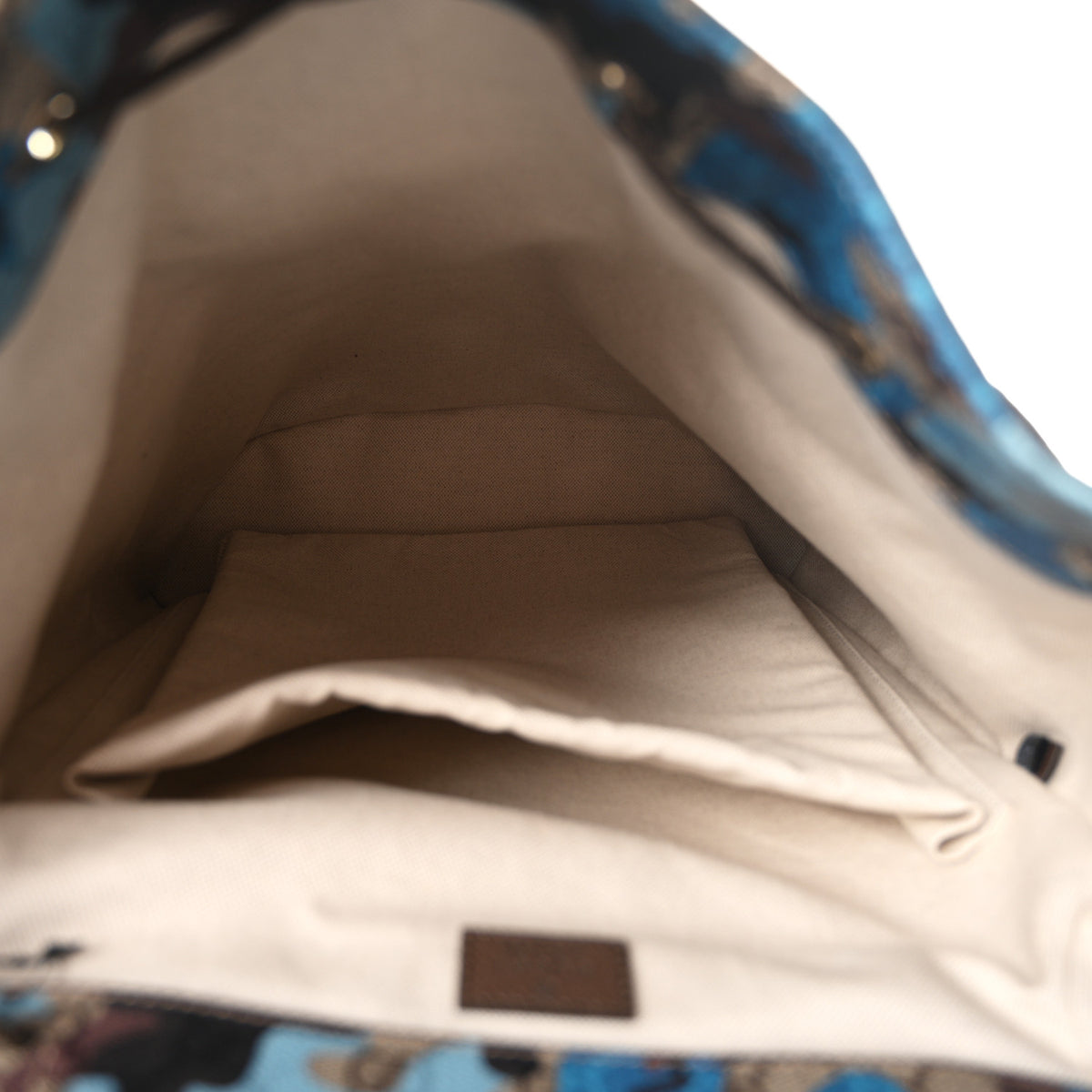 GG Supreme Monogram Camouflage Large Backpack Beige Ebony New Acero Blue