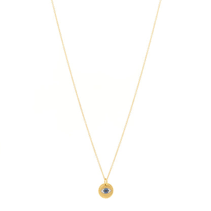 David Yurman 18K Yellow Gold Blue Sapphire Diamond Evil Eye Necklace 1 of 5