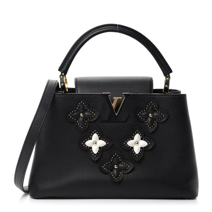 Louis Vuitton Taurillon Metallic Flowers Capucines PM Black 1 of 9
