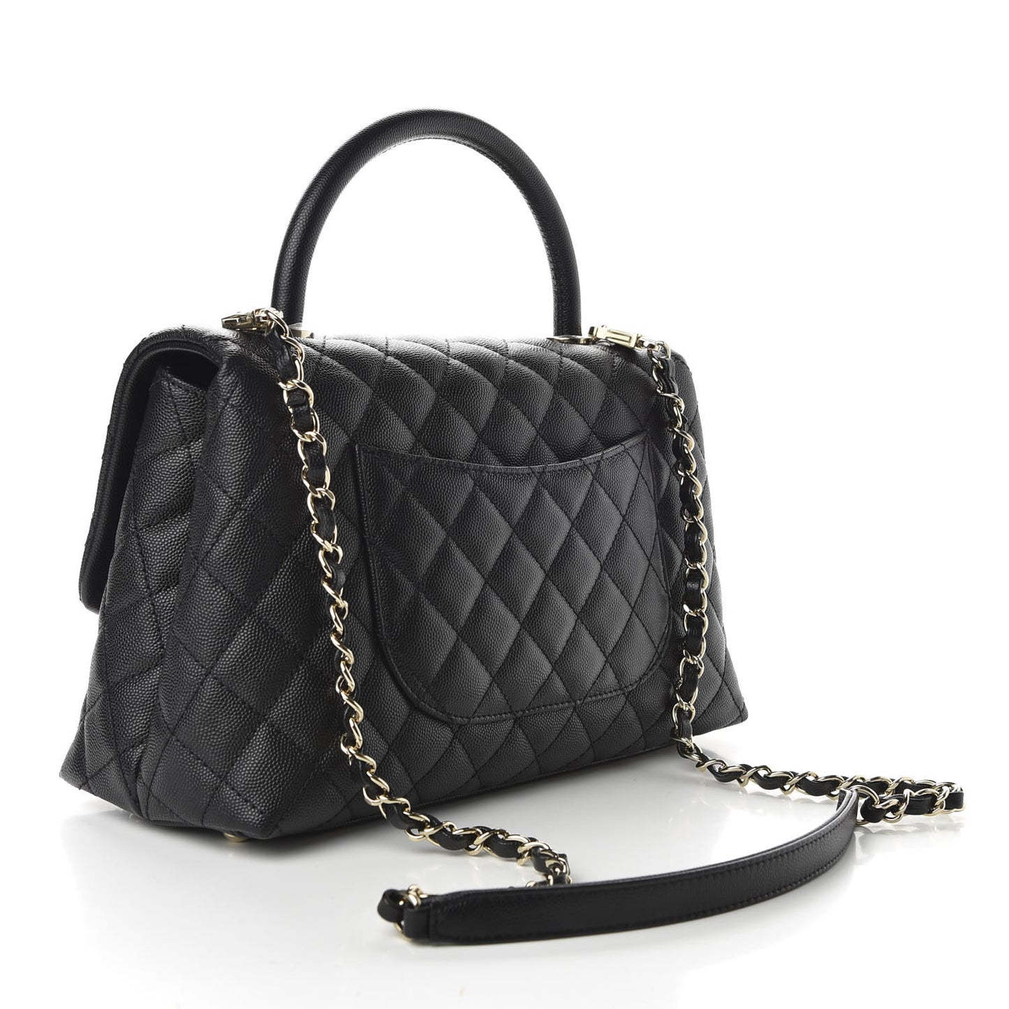 Caviar Quilted Small Coco Handle Flap Black