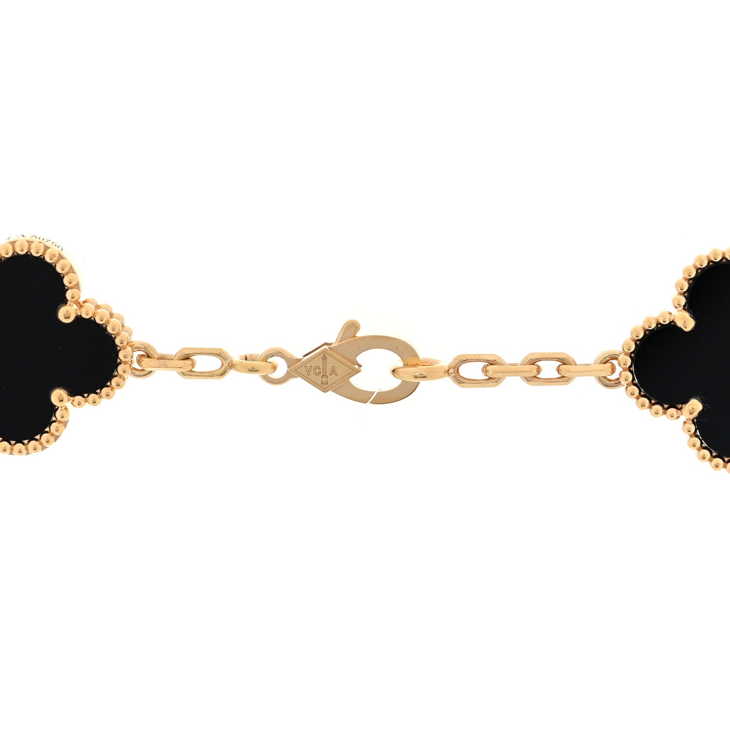 Van Cleef & Arpels 18K Yellow Gold Black Onyx 10 Motifs Vintage Alhambra Necklace 4 of 5