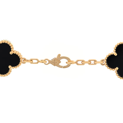 Van Cleef & Arpels 18K Yellow Gold Black Onyx 10 Motifs Vintage Alhambra Necklace 4 of 5