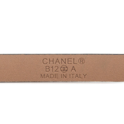 Chanel Leather CC Logo Skinny Belt 85 34 Navy Blue 4 of 7