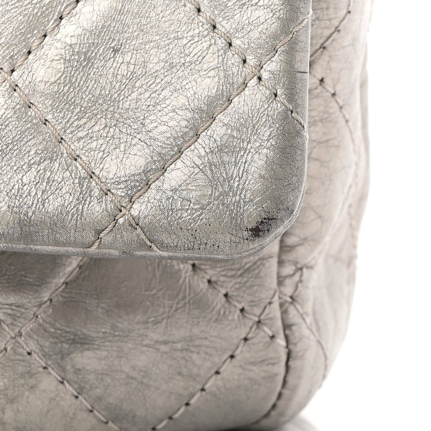 Metallic Aged Calfskin Quilted 2.55 Reissue 227 Flap Silver