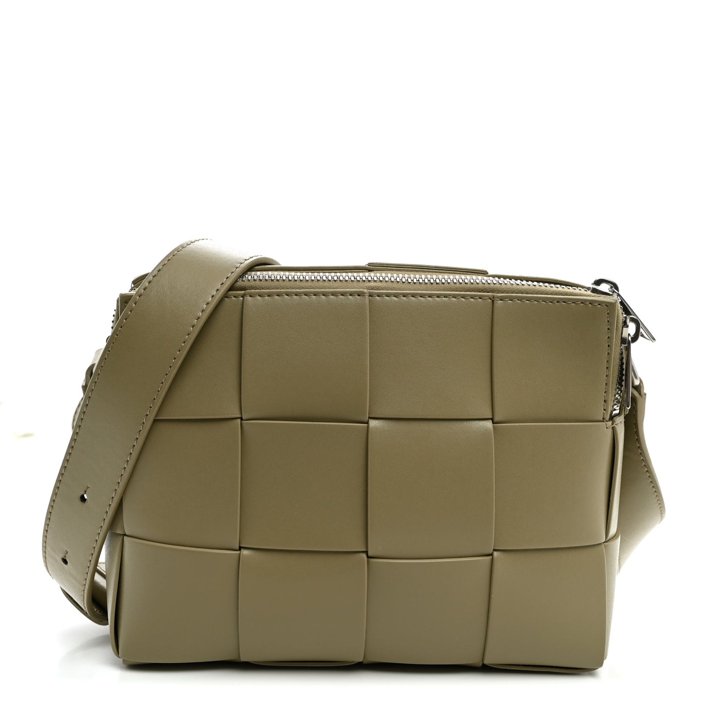 Lambskin Maxi Intrecciato Cassette Camera Bag Travertine
