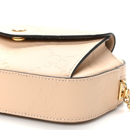 Gucci Calfskin GG Super Mini Debossed Chain Wallet Light Beige 9 of 10