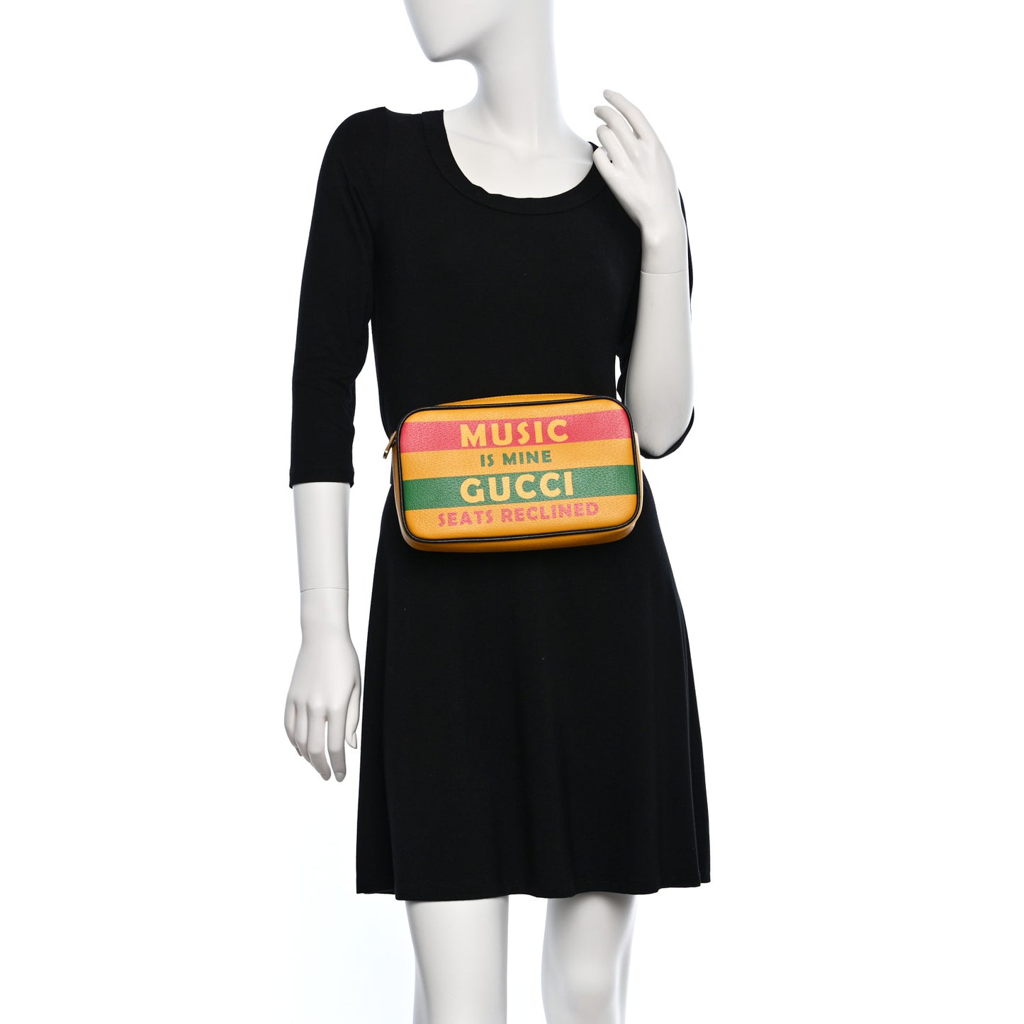 Textured Dollar Calfskin Music is Mine Belt Bag 90 36 Crop Multicolor Black