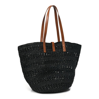 Saint Laurent Raffia Calfskin Medium Panier Tote Black 3 of 11