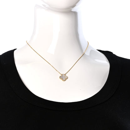 Van Cleef & Arpels 18K Yellow Gold Mother of Pearl Vintage Alhambra Pendant Necklace 3 of 4