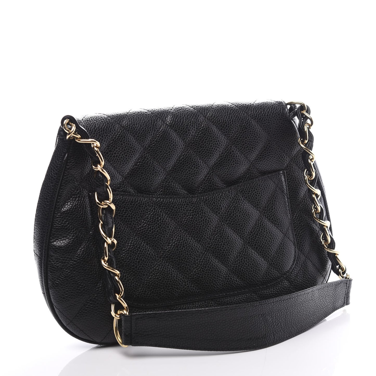 Caviar Quilted Small Flap Shoulder Bag Black
